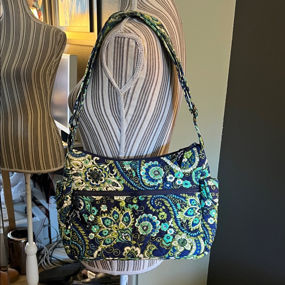 Vera Bradley, Blue and Green Paisley Shoulder Bag, EUC